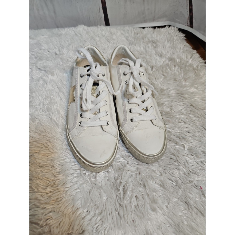 Vintage Havana Alive Sneakers White Gold Star Low Top Canvas Shoes Womens 8